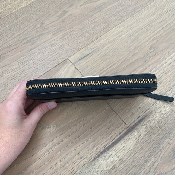 Kate Spade Black Large Continental Zip Around Colorful Striped Interior Wallet - Picture 4 of 16